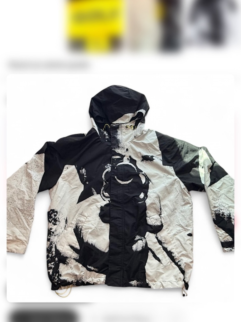 Black & White Graphic Hooded Windbreaker